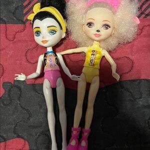 Lot of 2 Enchantimals 6" Doll Figures Preena Penguin & Lorna Lamb.